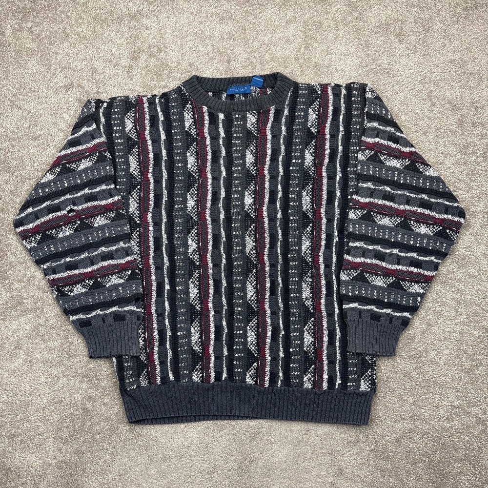 Vintage 90s Towncraft Coogi Style 3D Knit Sweater Medium